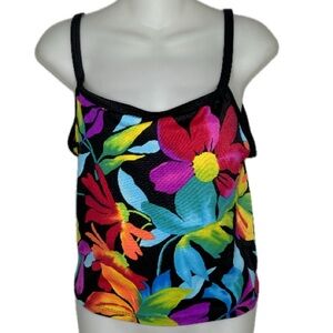 NEW Speedo Tankini Swim Top Tropical Floral Sz 12 Bin A